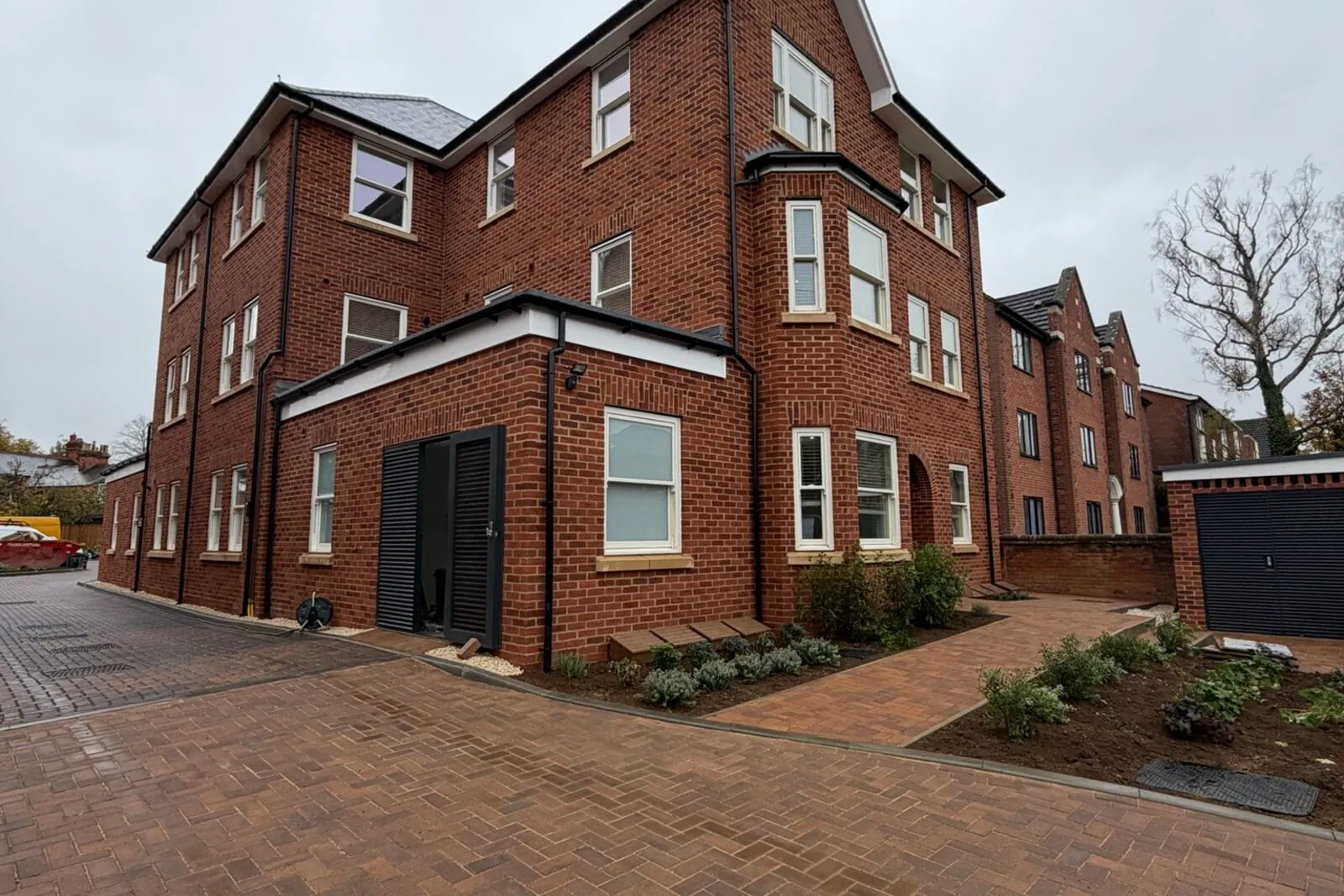 Completed new-build apartment block in central Bedford where Townsend installed the plumbing and heating