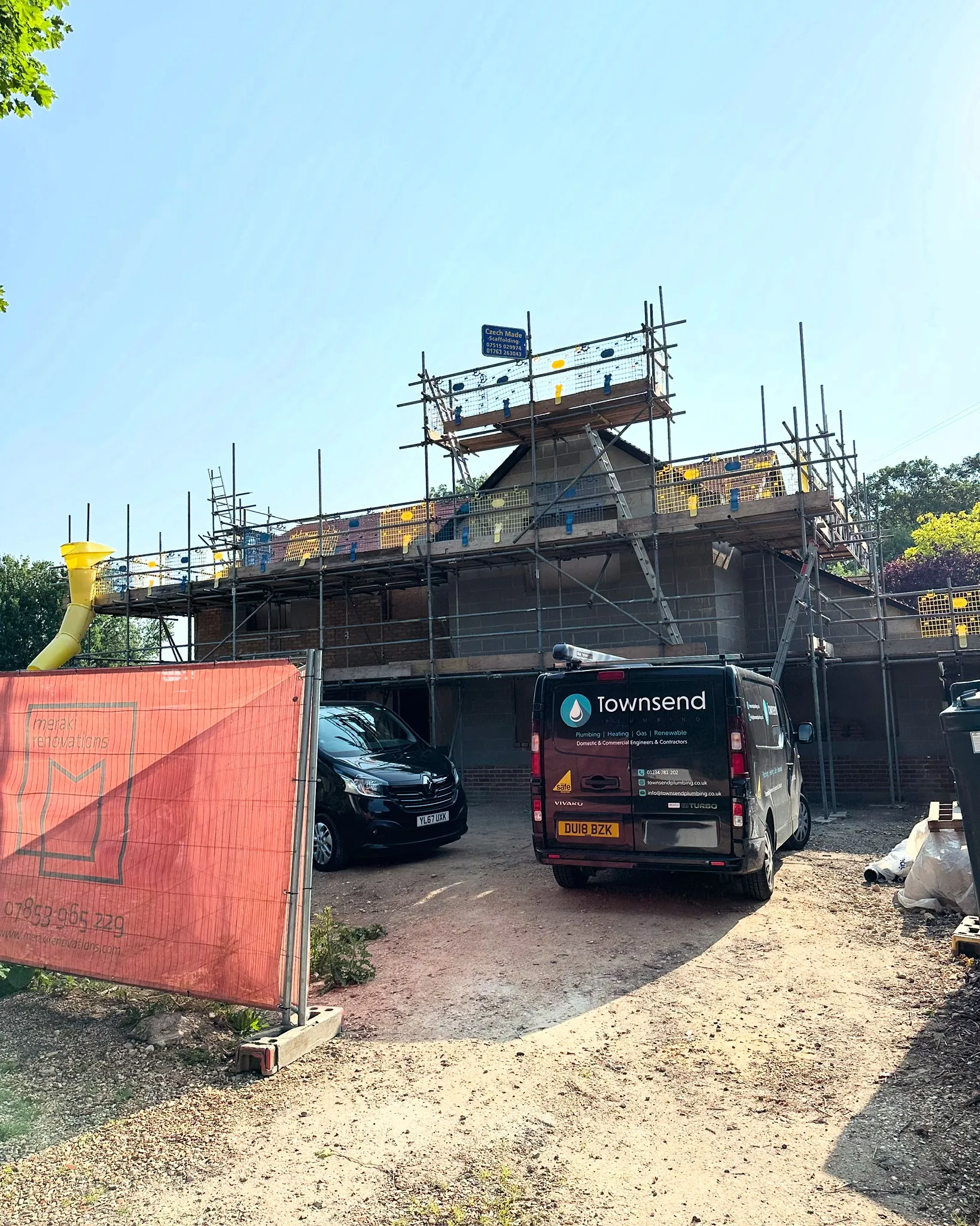 New-build housing development site with Townsend Plumbing Ltd van
